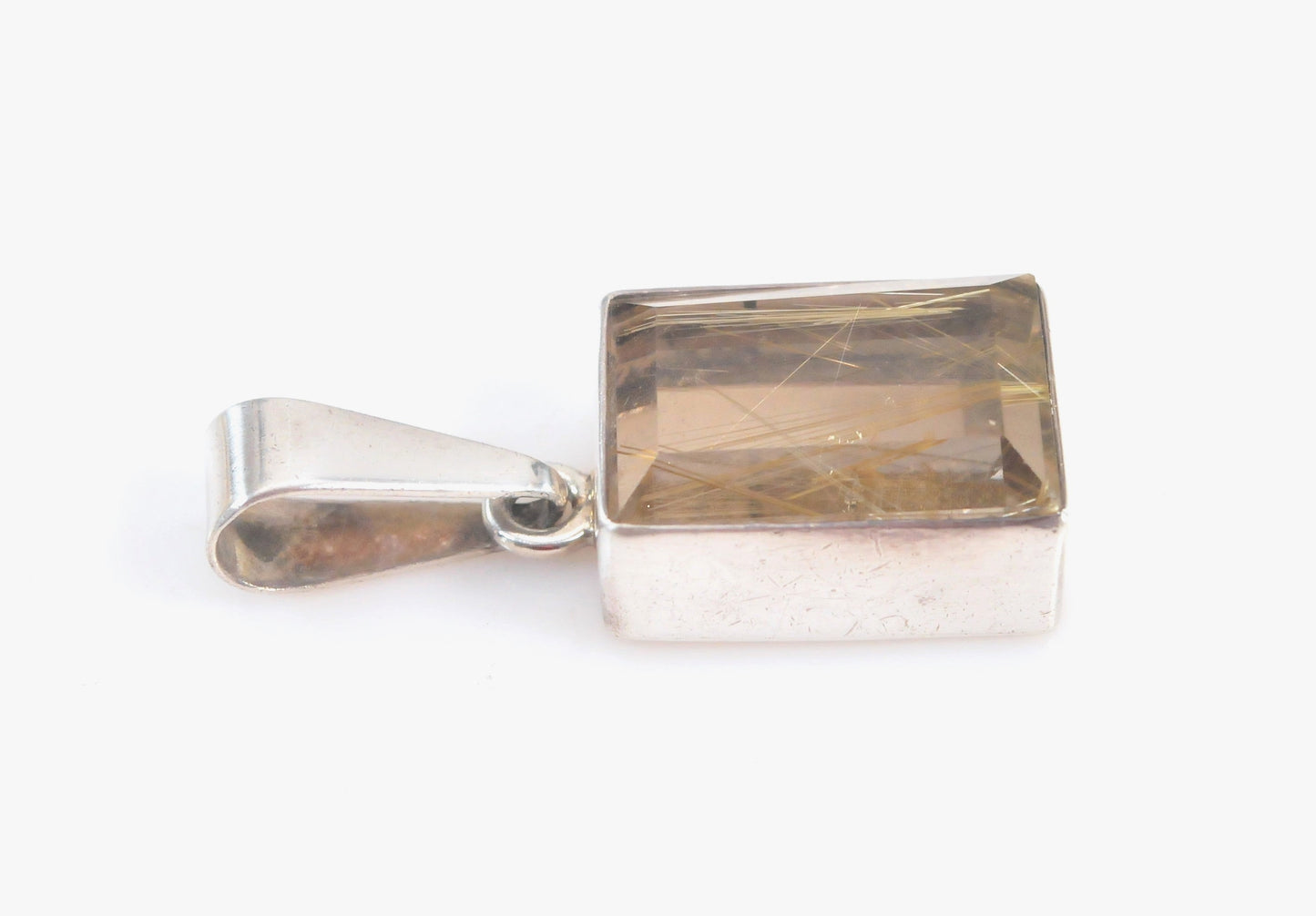 Charles Albert Fine Sterling Silver Rutilated Quartz Pendant