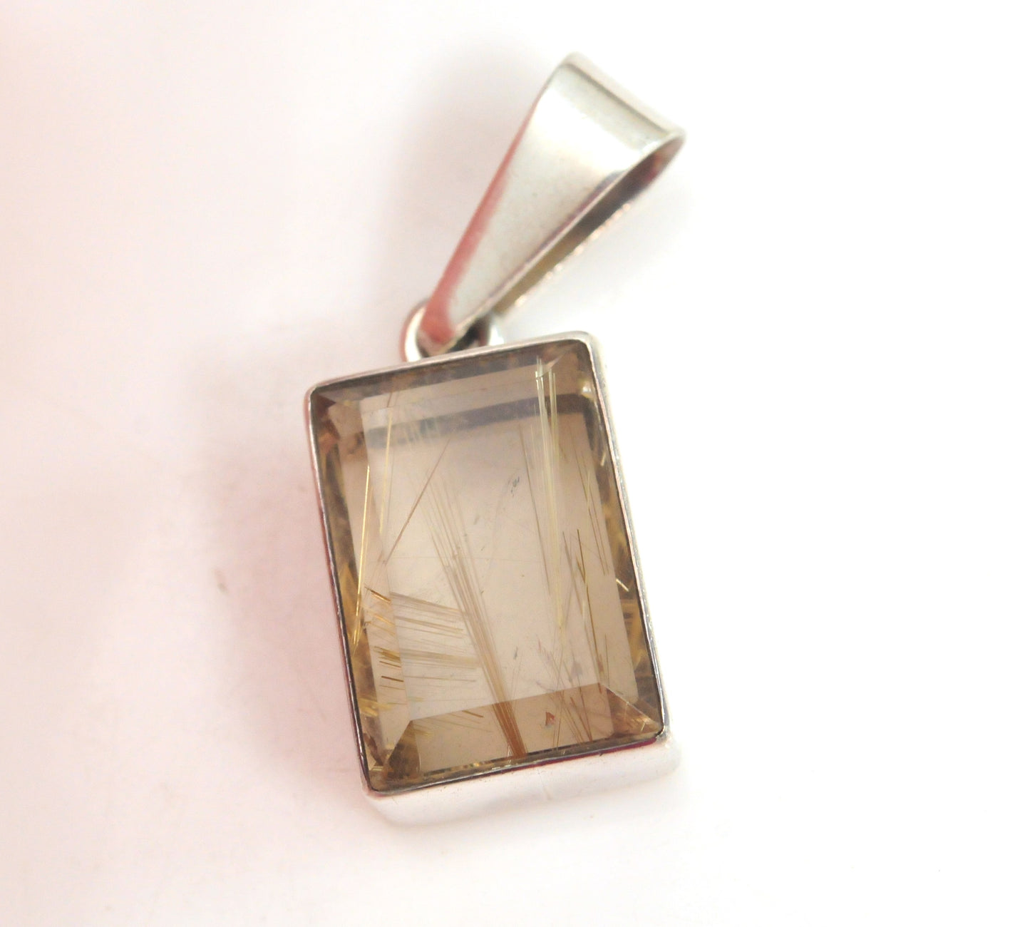 Charles Albert Fine Sterling Silver Rutilated Quartz Pendant