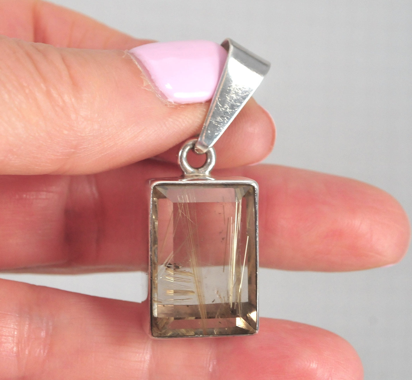 Charles Albert Fine Sterling Silver Rutilated Quartz Pendant