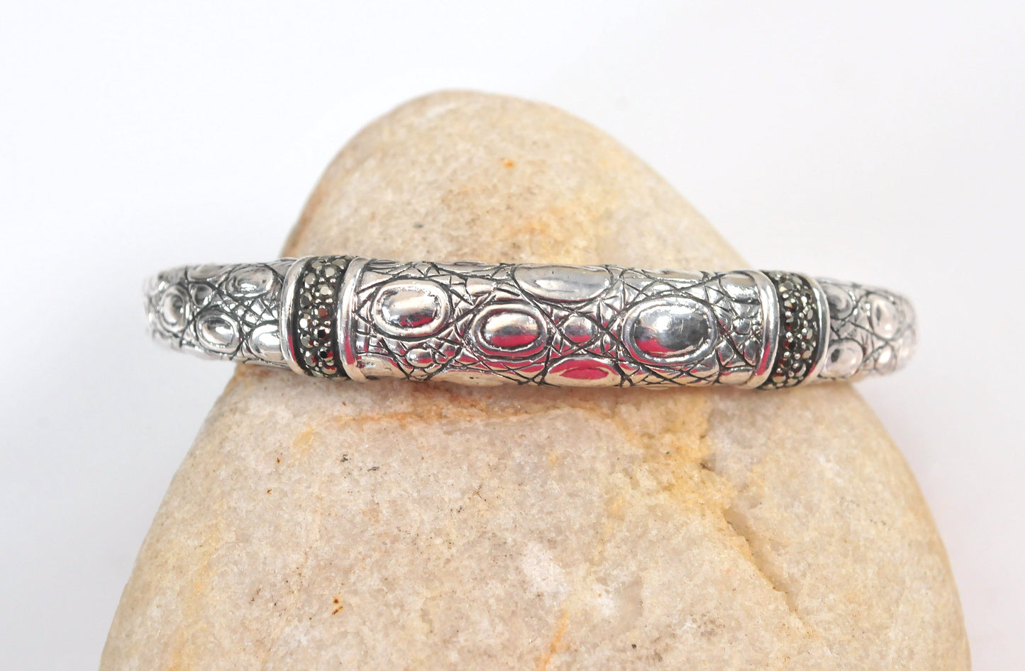 John Hardy Sterling Silver Hinged Cuff Bracelet