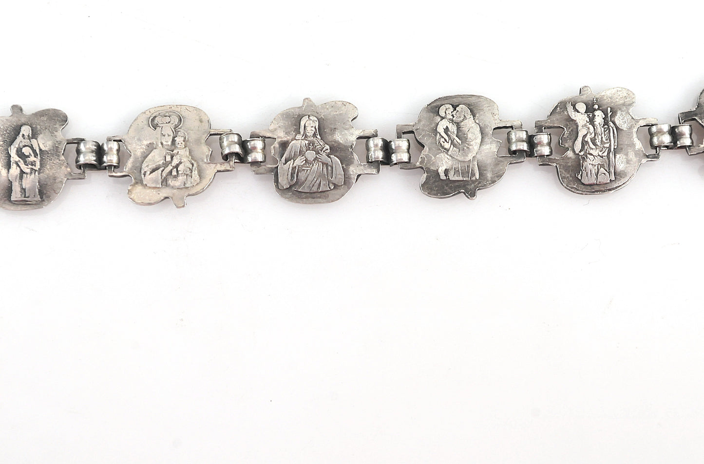 Vintage Sterling Silver Religious Rose Bracelet | Jesus, Mary and Saint Joseph