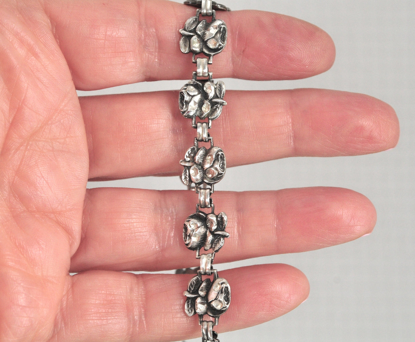 Vintage Sterling Silver Religious Rose Bracelet | Jesus, Mary and Saint Joseph