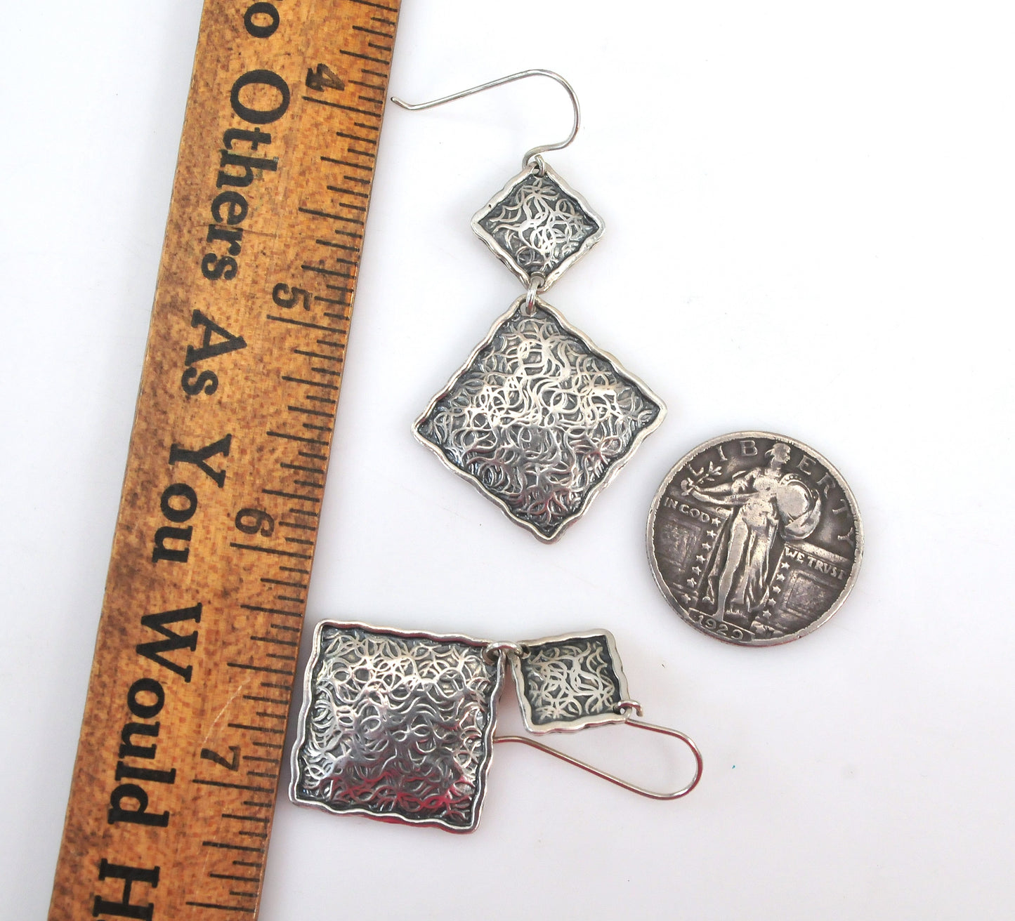 Geometric Or Paz Creations Sterling Silver Double Drop Earrings