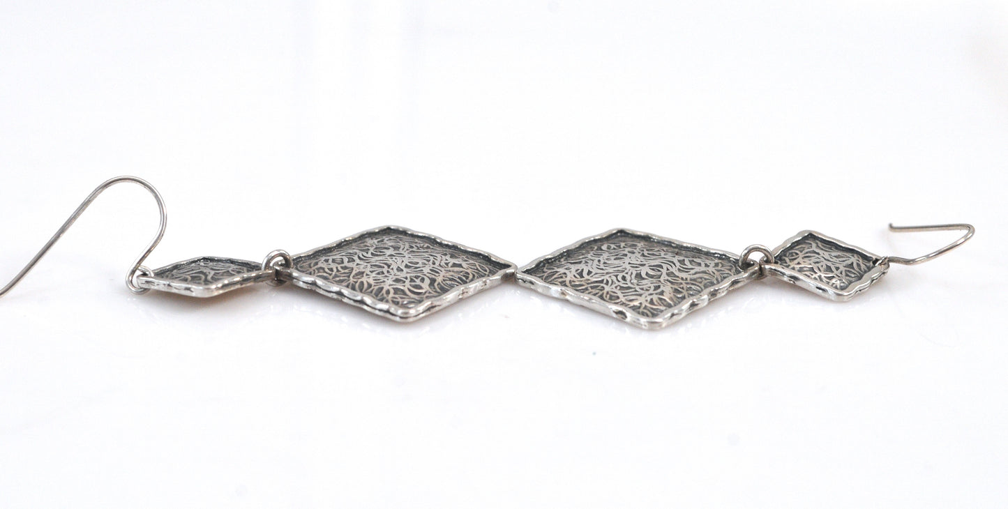Geometric Or Paz Creations Sterling Silver Double Drop Earrings
