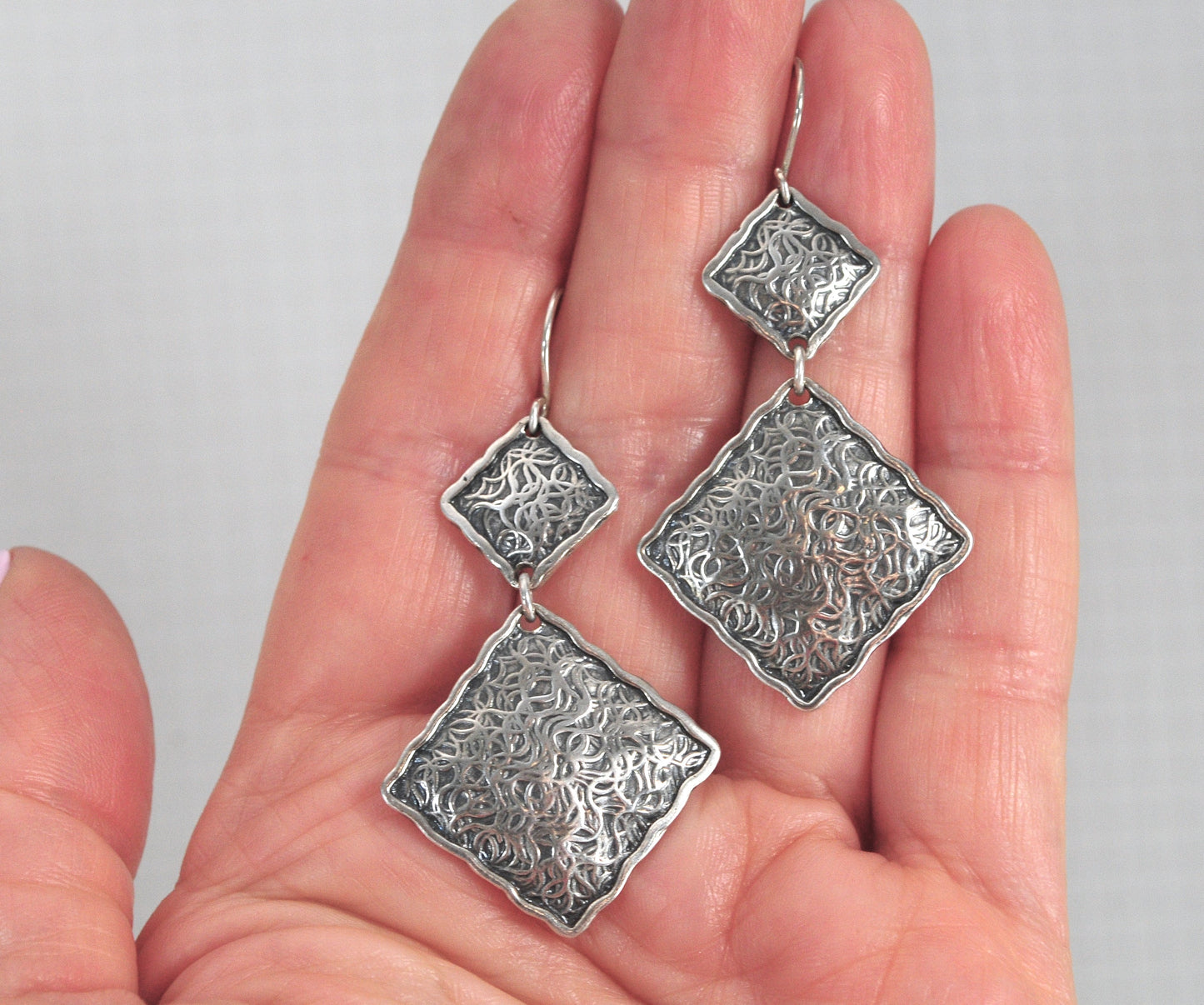 Geometric Or Paz Creations Sterling Silver Double Drop Earrings