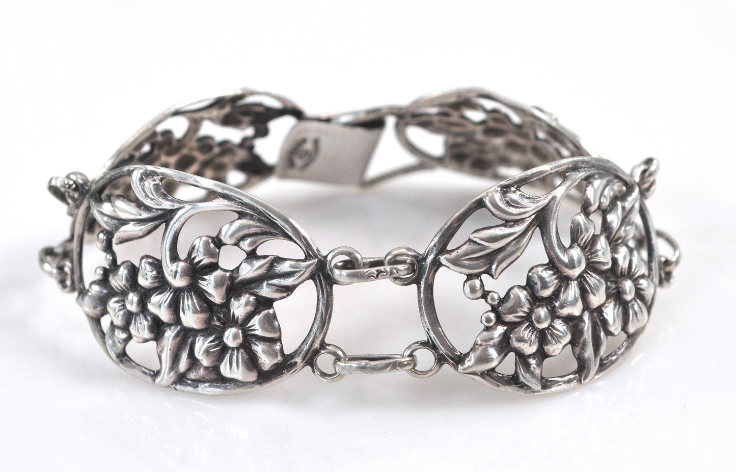 Vintage Danecraft Felch Sterling Silver Flower Bracelet