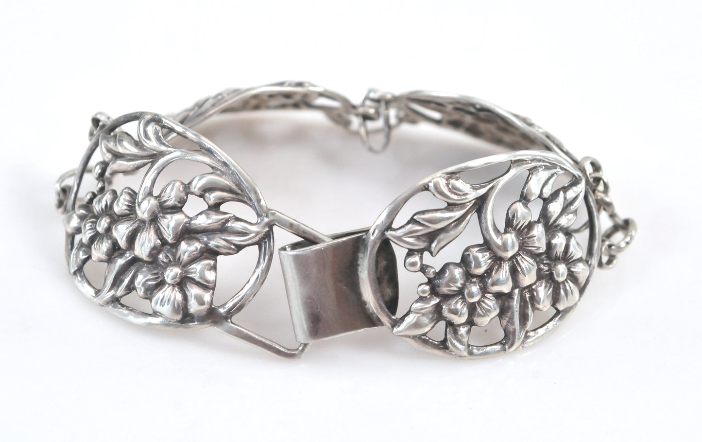Vintage Danecraft Felch Sterling Silver Flower Bracelet