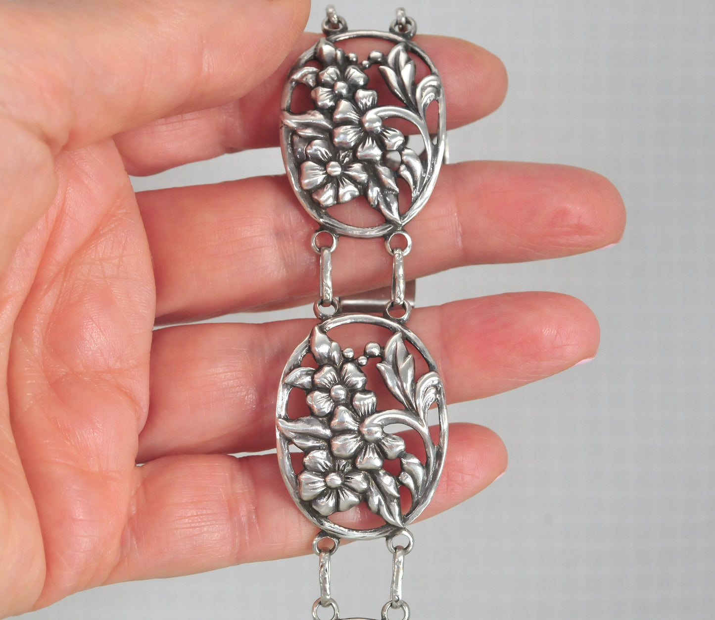 Vintage Danecraft Felch Sterling Silver Flower Bracelet