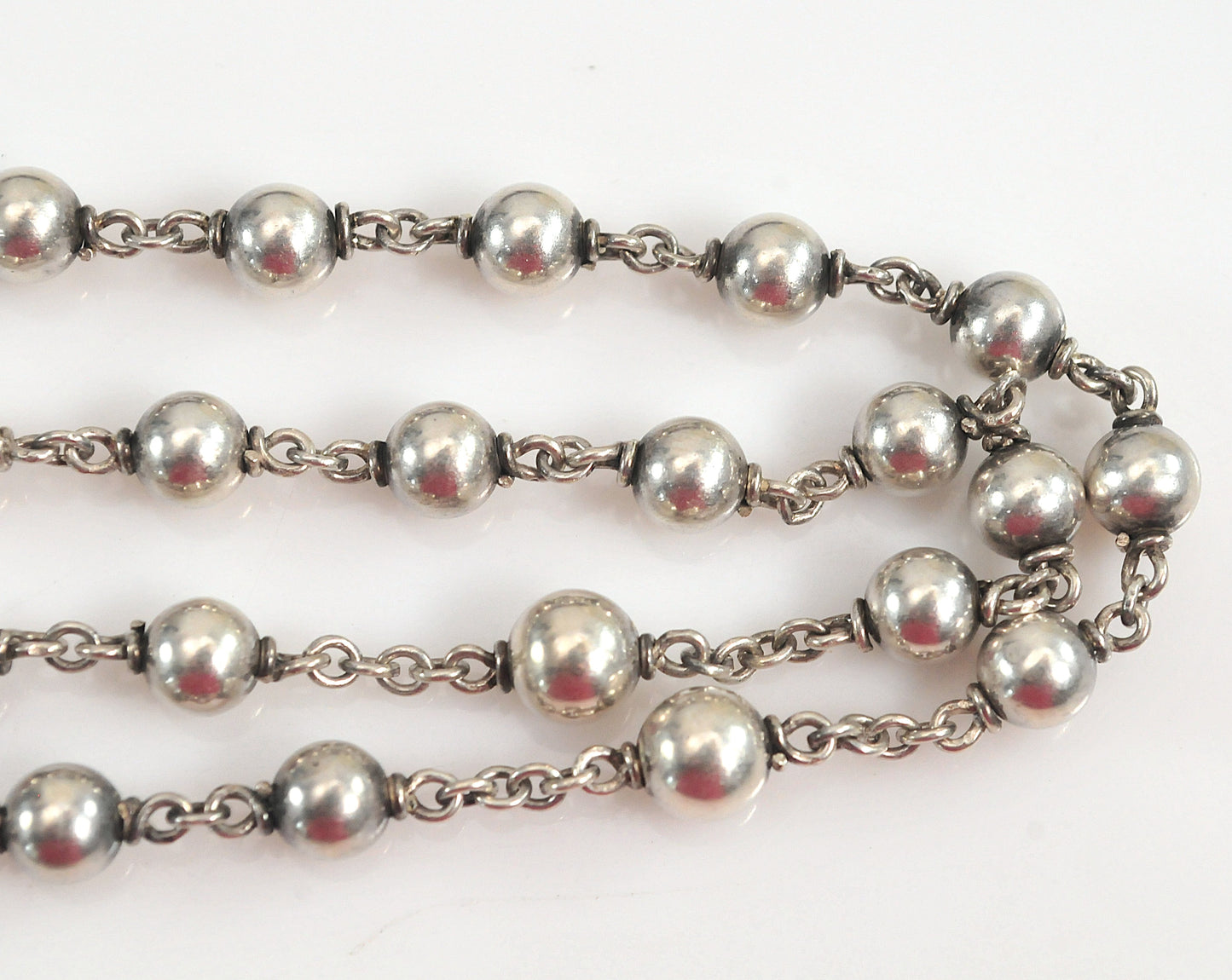 Vintage Sterling Silver Saint Rosary Bead Necklace