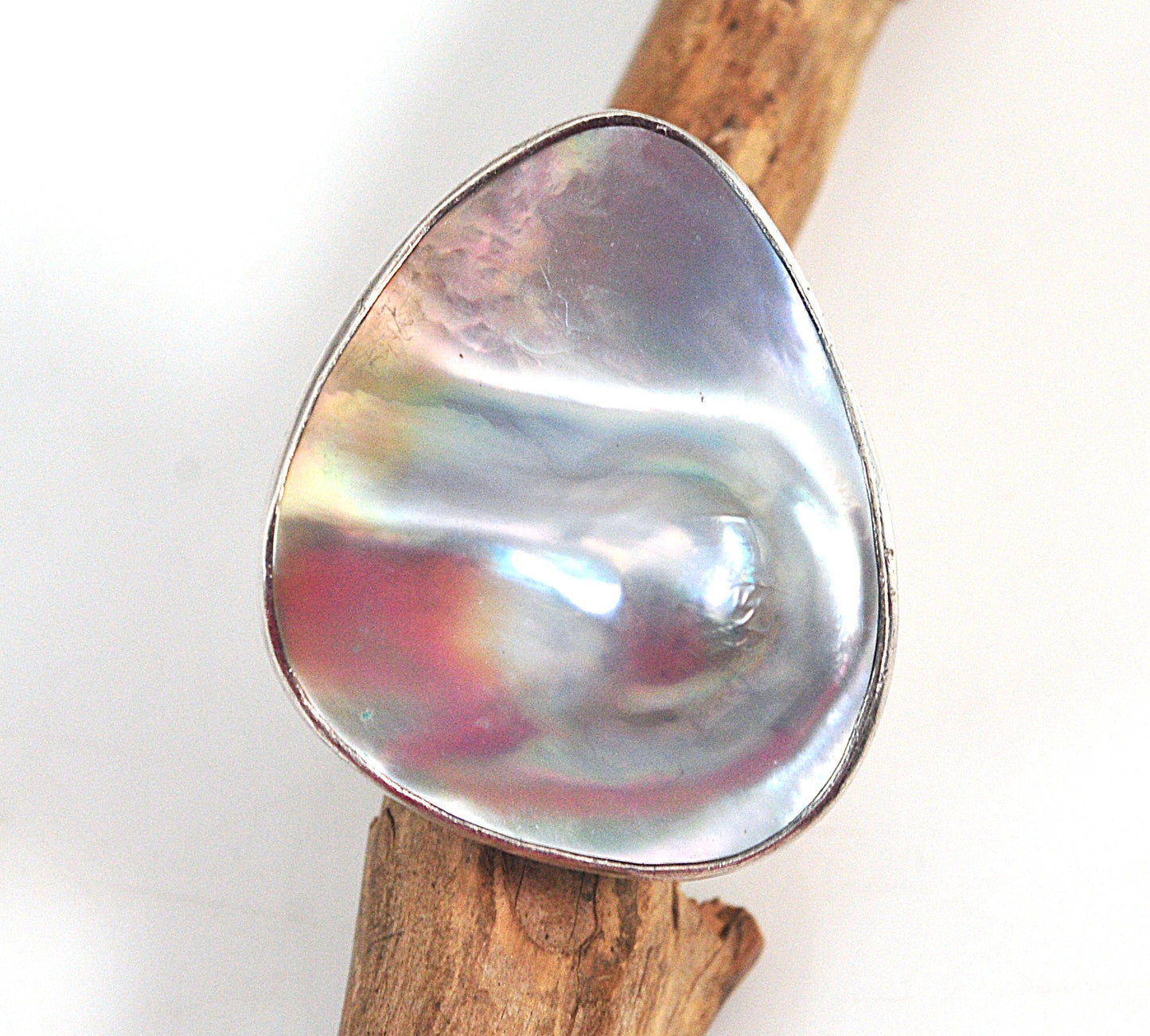 Huge 950 Charles Albert Fine Silver Blister Pearl Ring