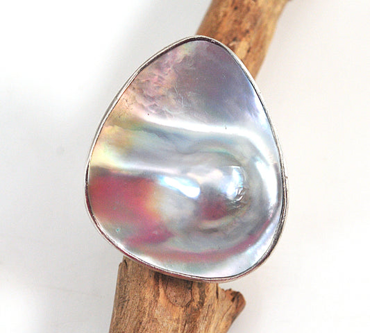 Huge 950 Charles Albert Fine Silver Blister Pearl Ring