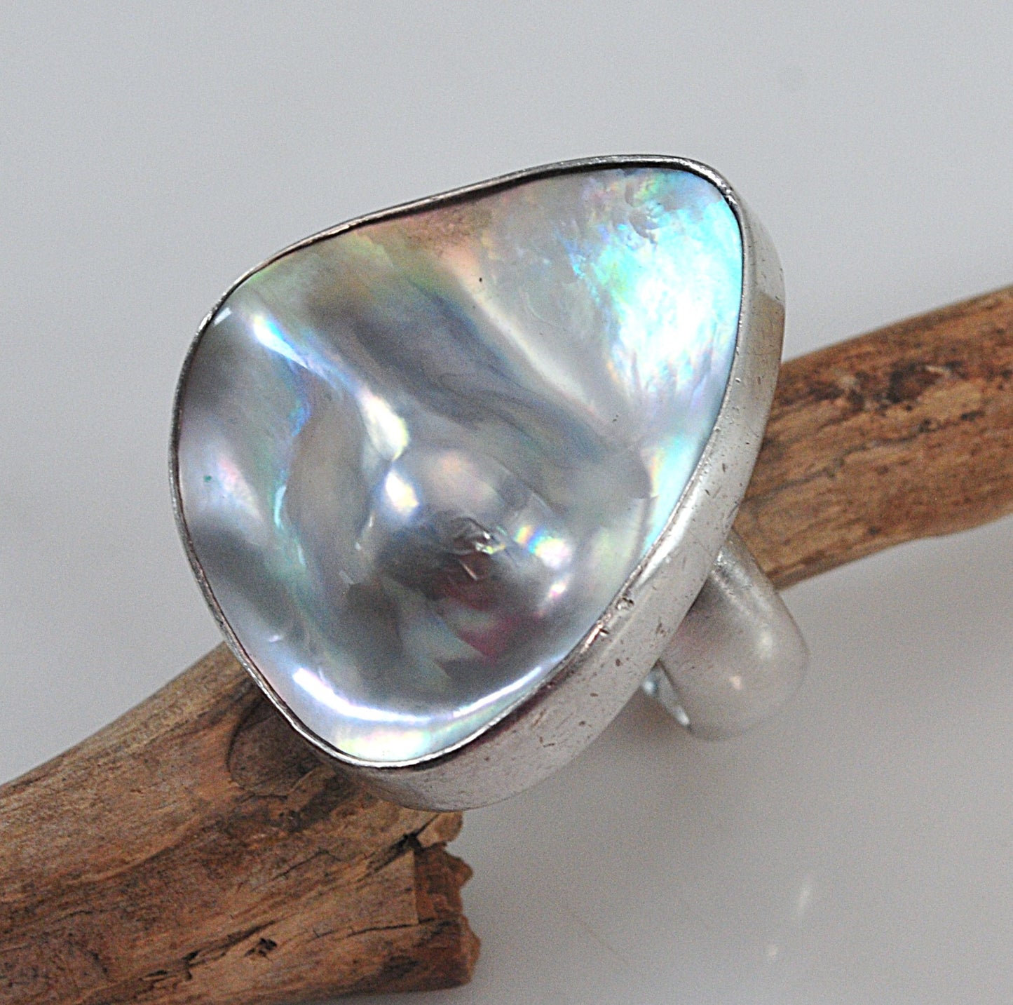 Huge 950 Charles Albert Fine Silver Blister Pearl Ring