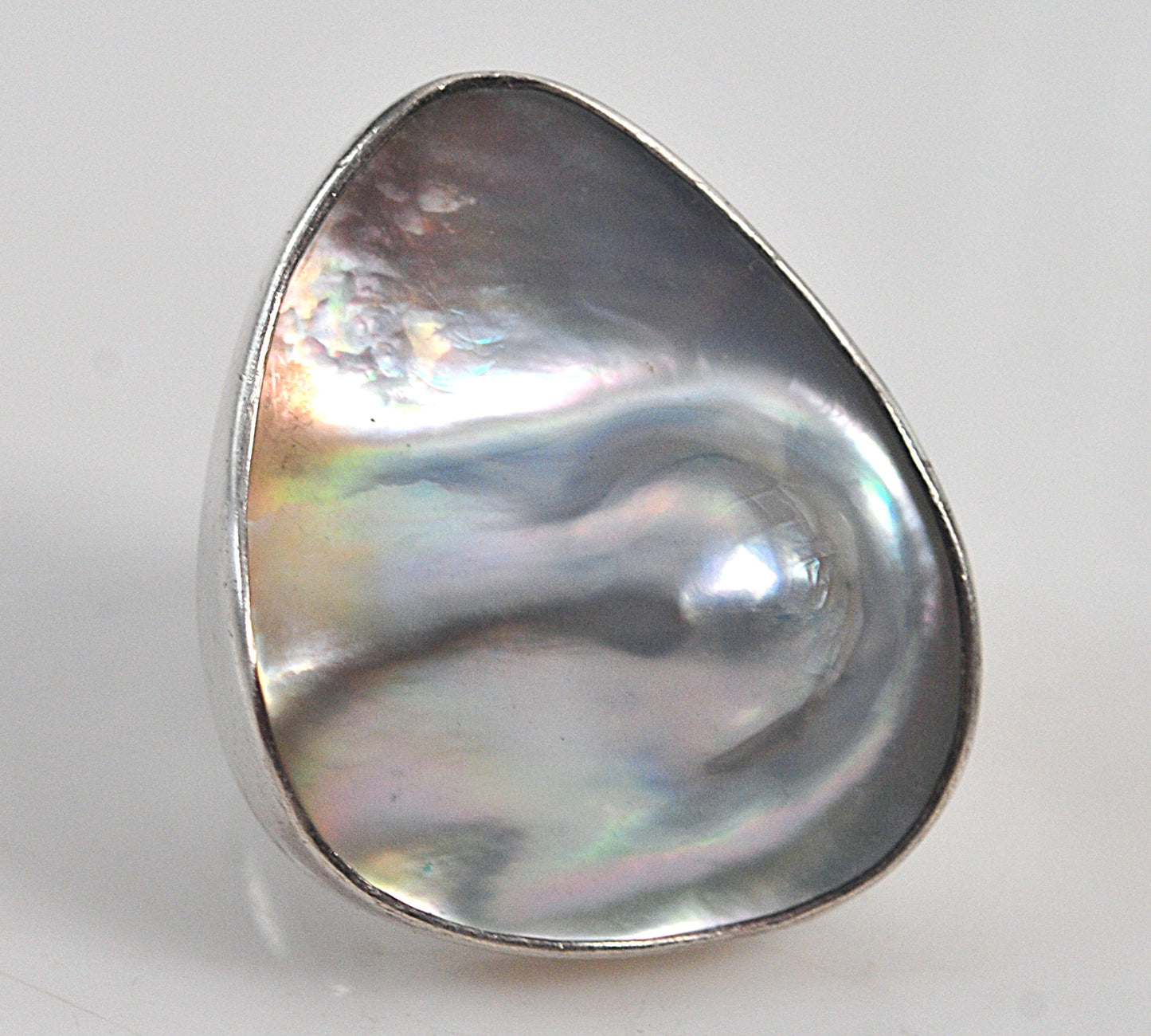 Huge 950 Charles Albert Fine Silver Blister Pearl Ring