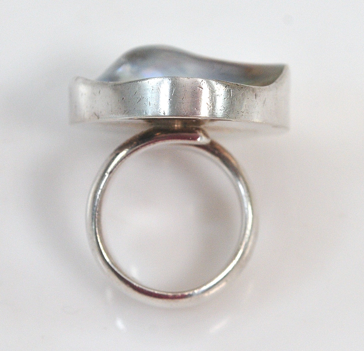 Huge 950 Charles Albert Fine Silver Blister Pearl Ring
