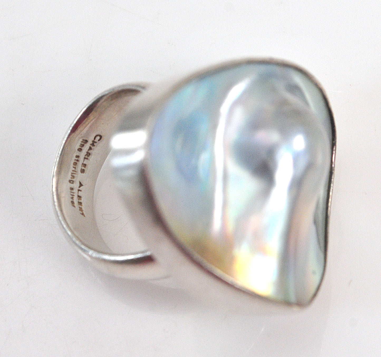 Huge 950 Charles Albert Fine Silver Blister Pearl Ring