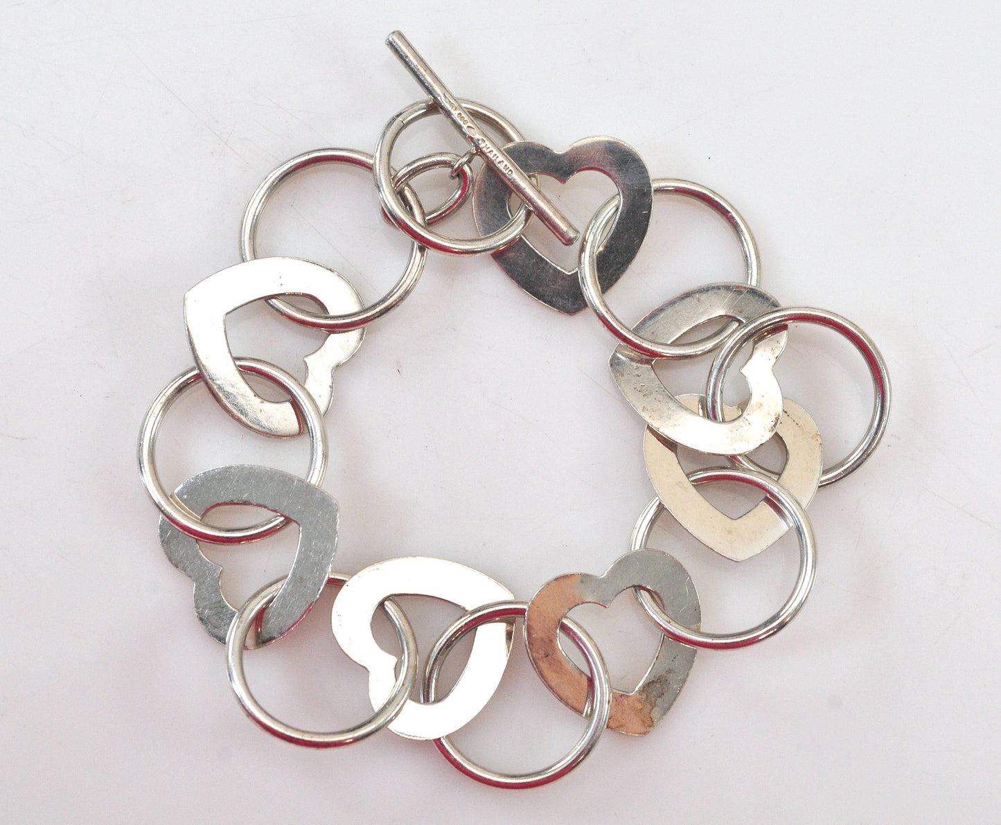 Vintage 999 Sterling Silver Heart Link Bracelet
