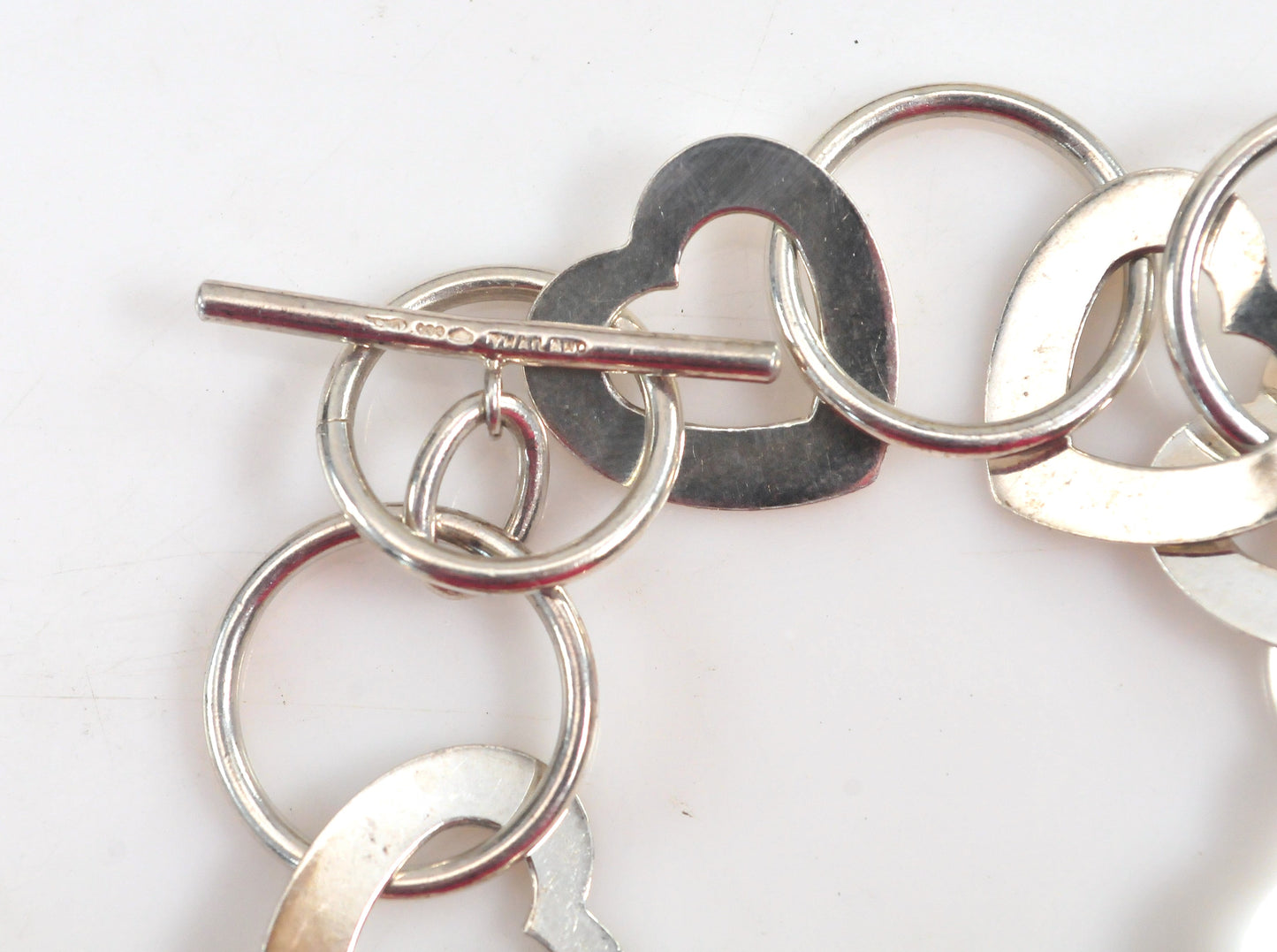 Vintage 999 Sterling Silver Heart Link Bracelet