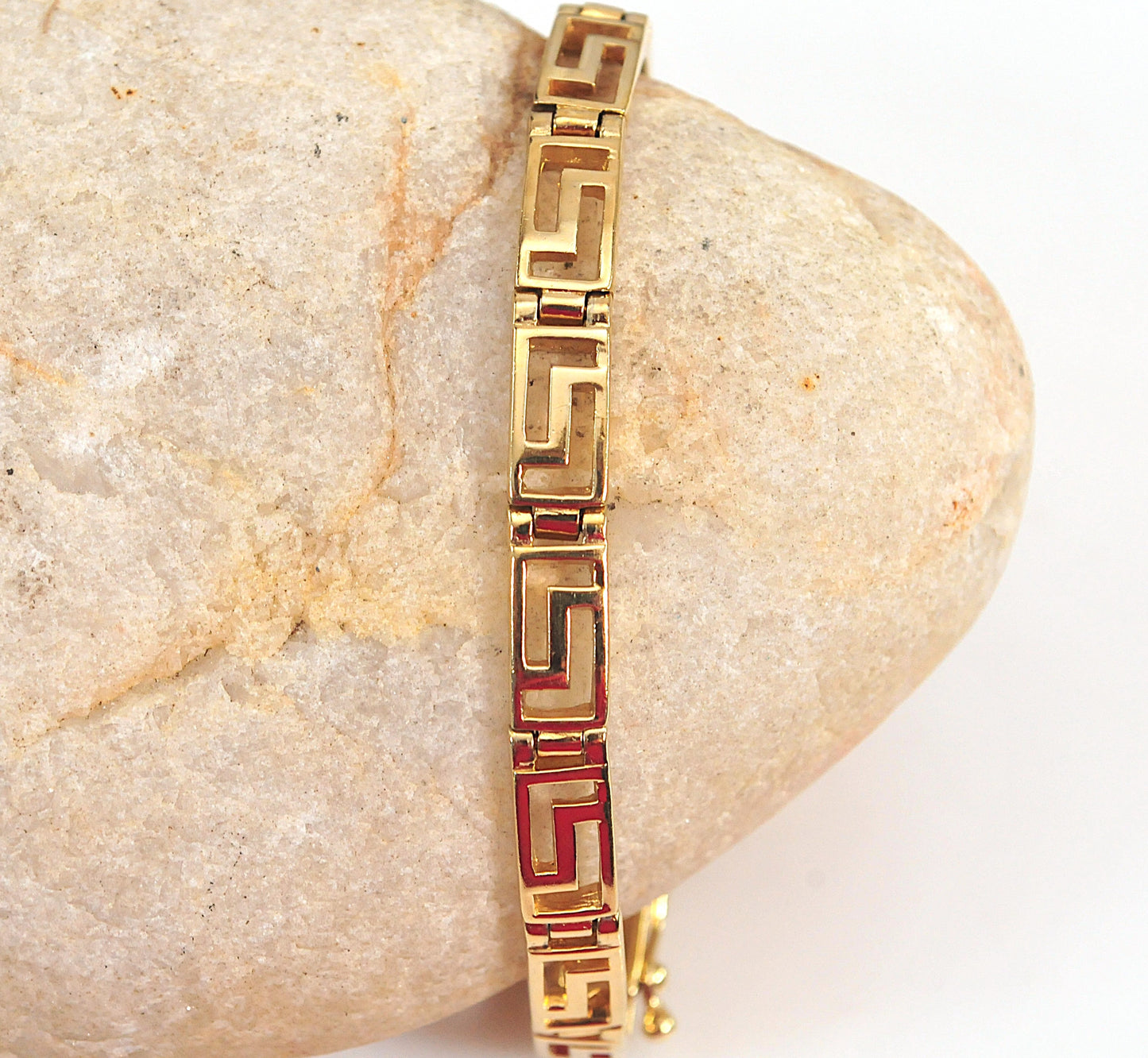 Gold over Sterling Silver Greek Key Bracelet