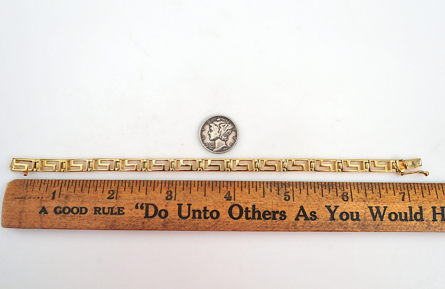Gold over Sterling Silver Greek Key Bracelet