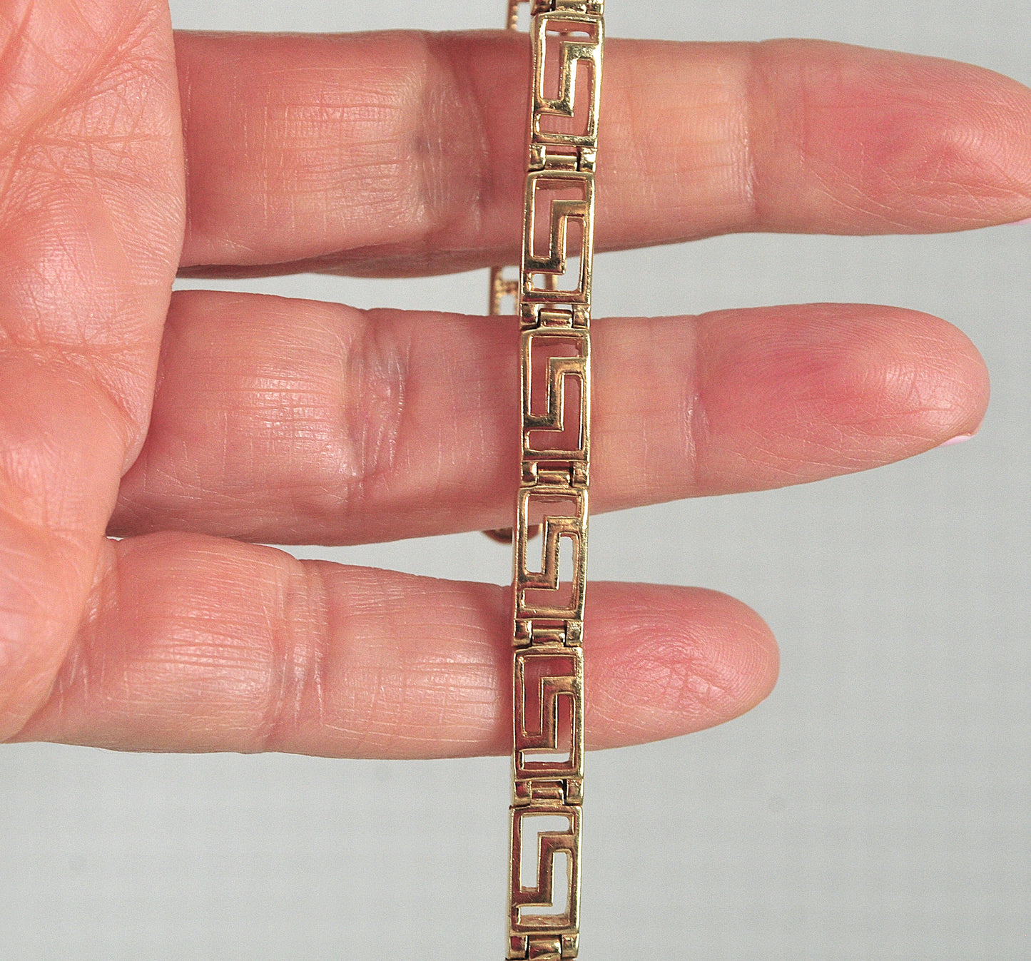 Gold over Sterling Silver Greek Key Bracelet