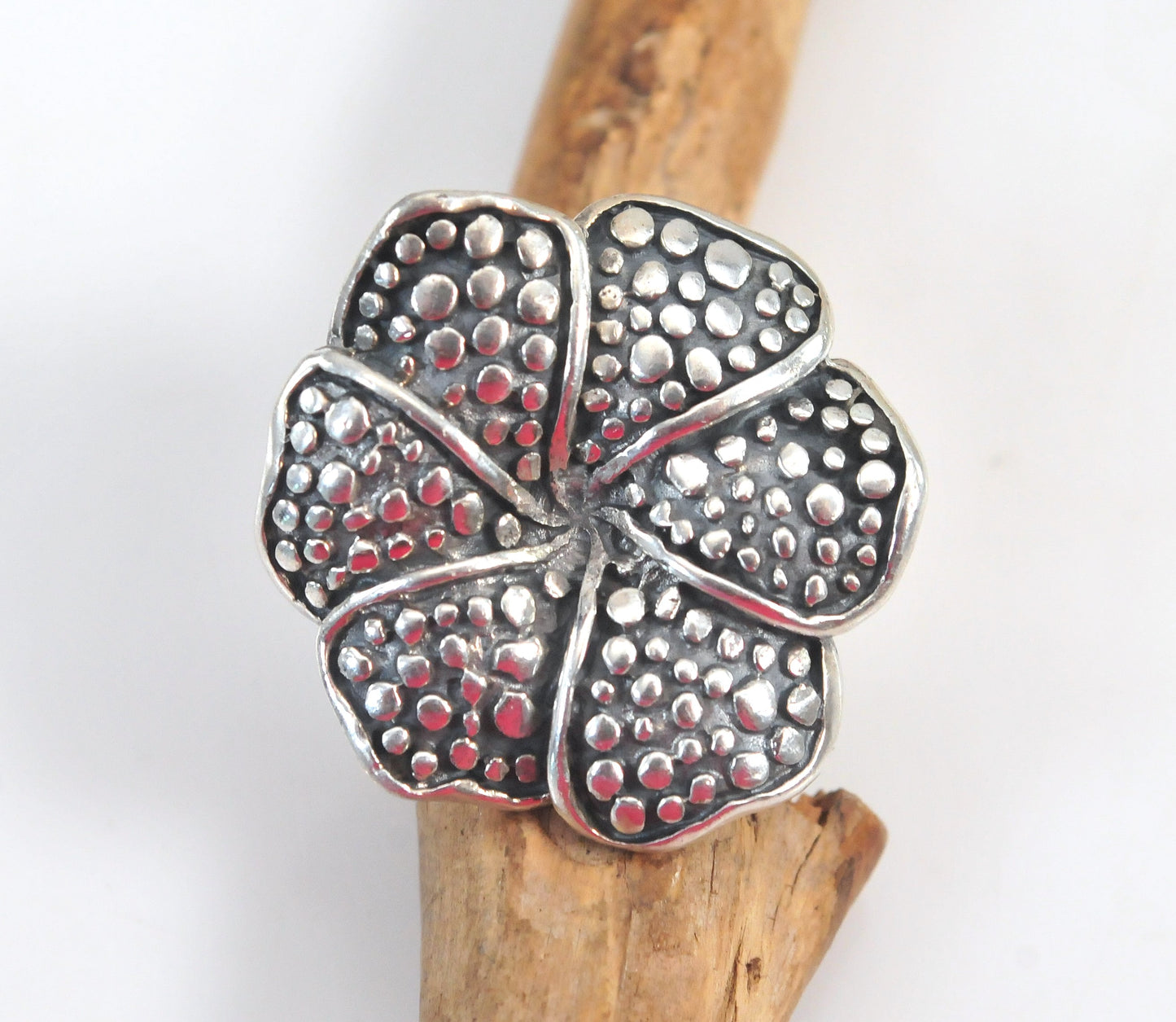 Large Sterling Silver Flower Ring
