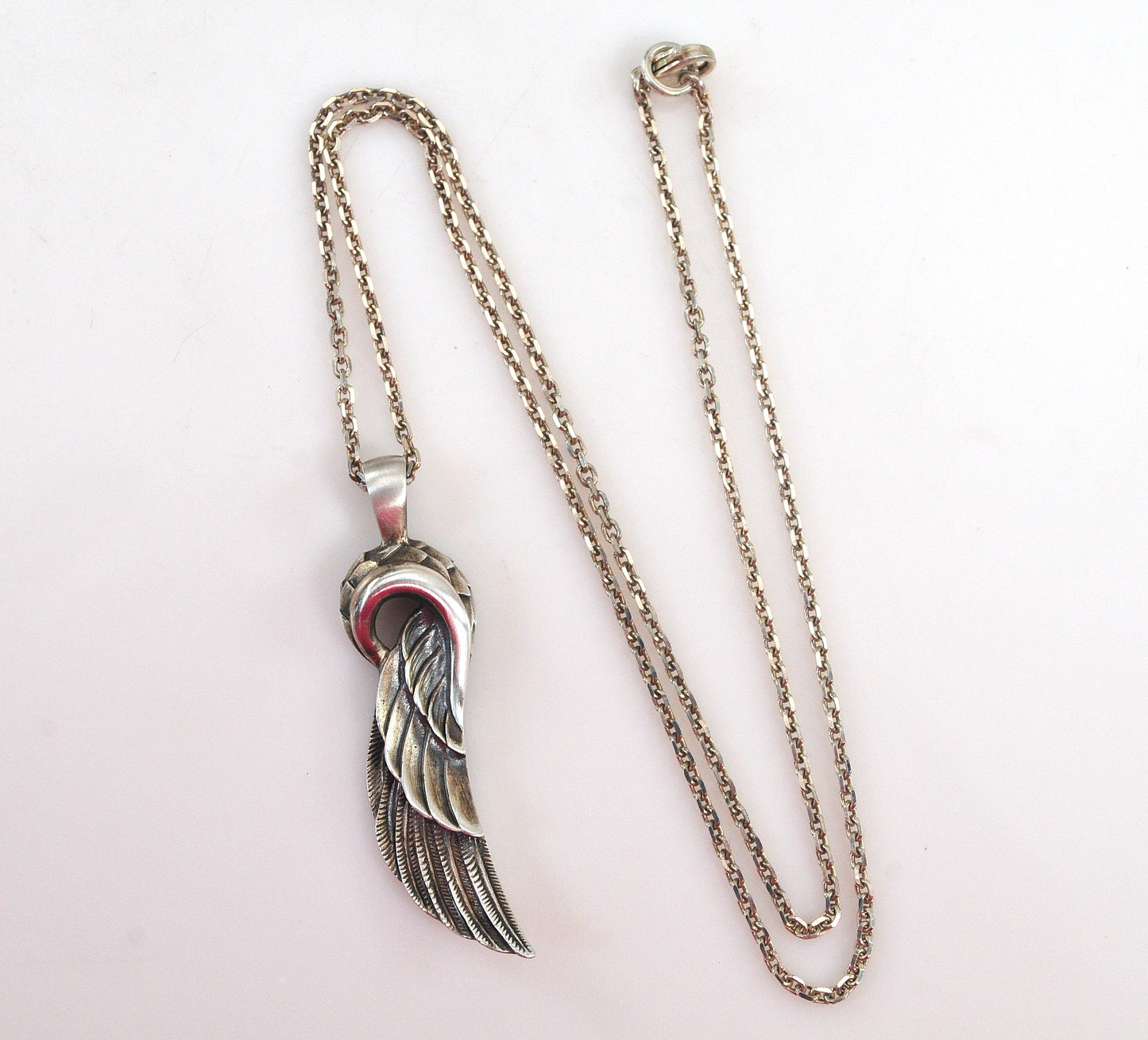 Dudal Sterling Silver Wing Pendant Necklace