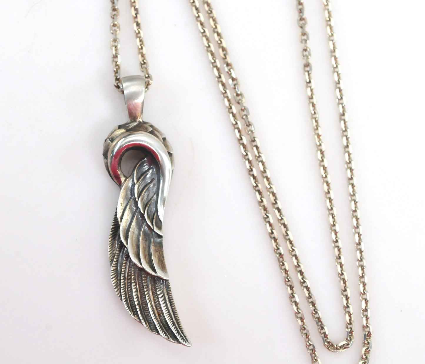 Dudal Sterling Silver Wing Pendant Necklace