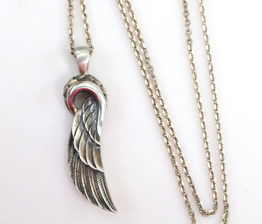 Dudal Sterling Silver Wing Pendant Necklace