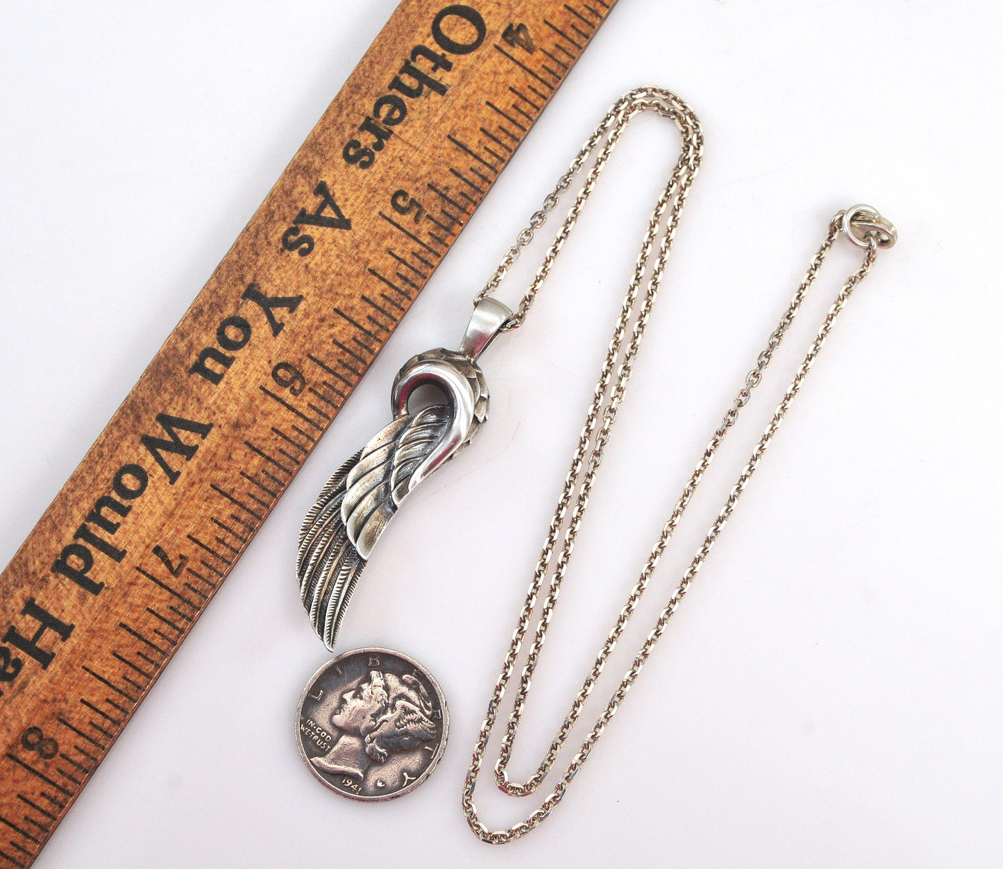 Dudal Sterling Silver Wing Pendant Necklace