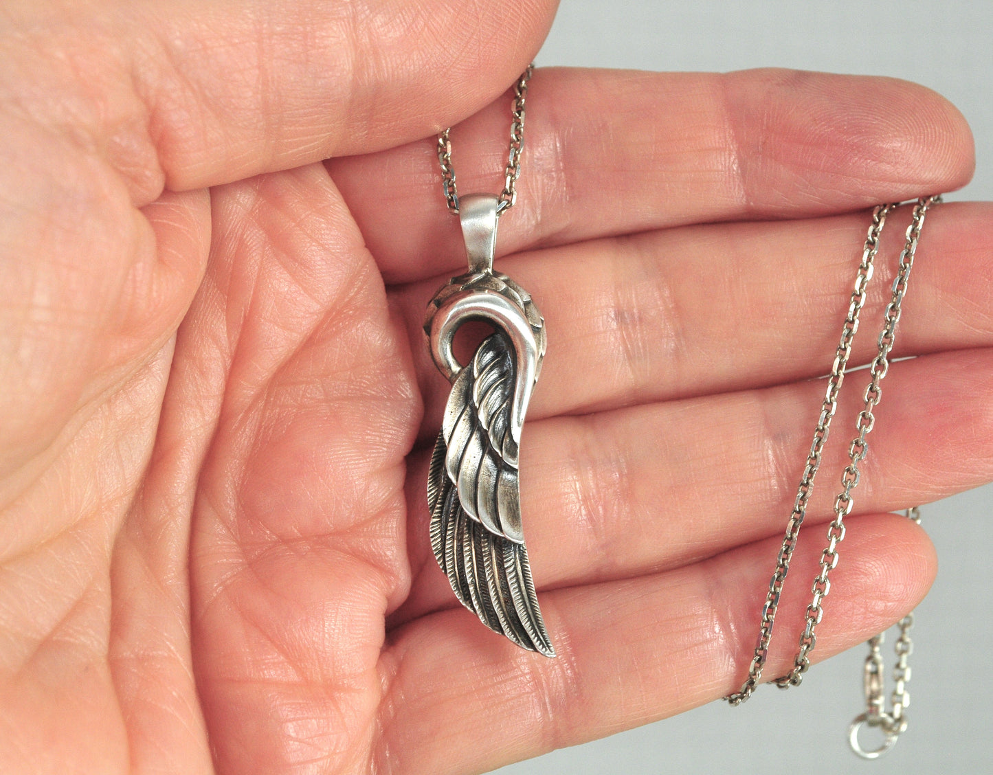 Dudal Sterling Silver Wing Pendant Necklace