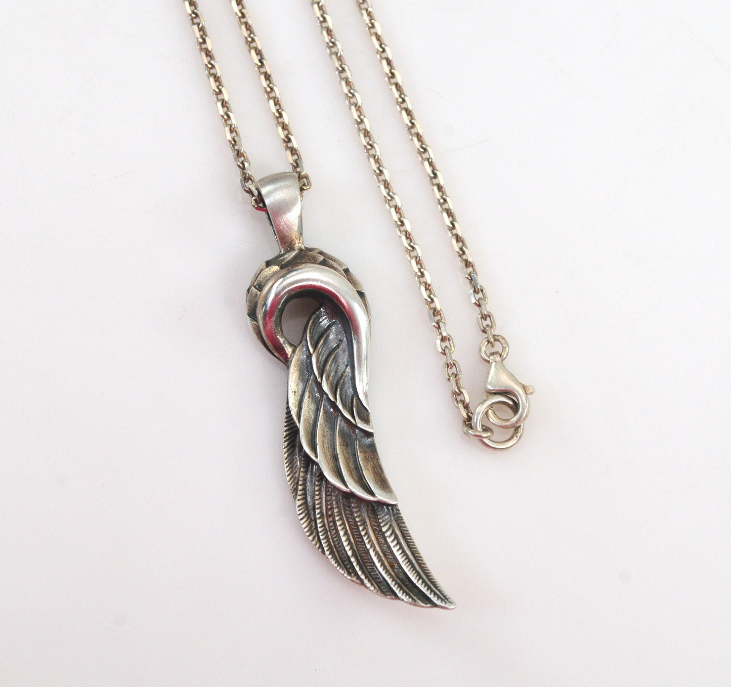 Dudal Sterling Silver Wing Pendant Necklace