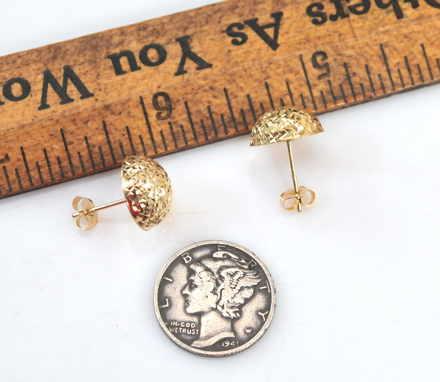 14K Gold Dome Stud Earrings