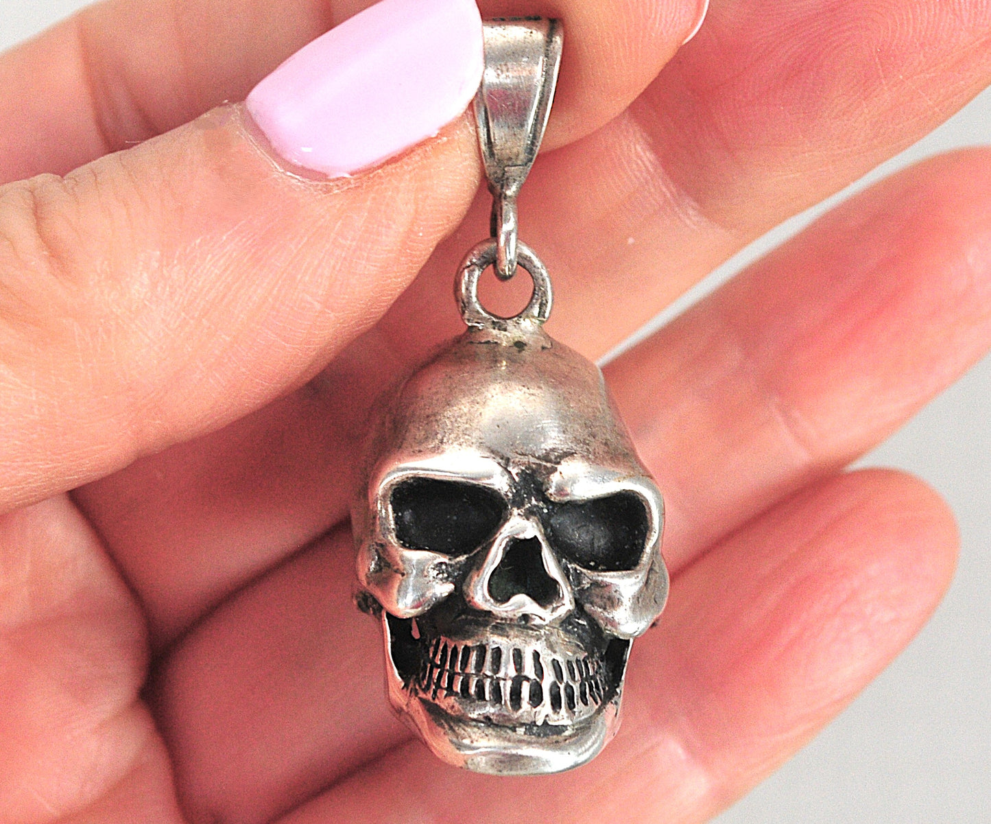 Large Sterling Silver Skull Pendant