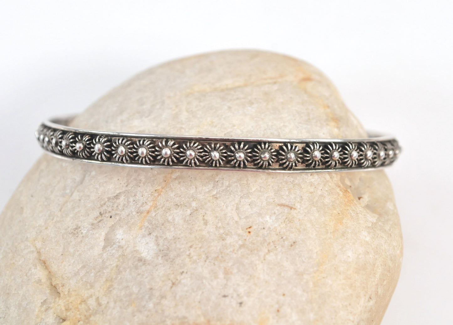 925 Mexico Sterling Cannetille Bangle Bracelet