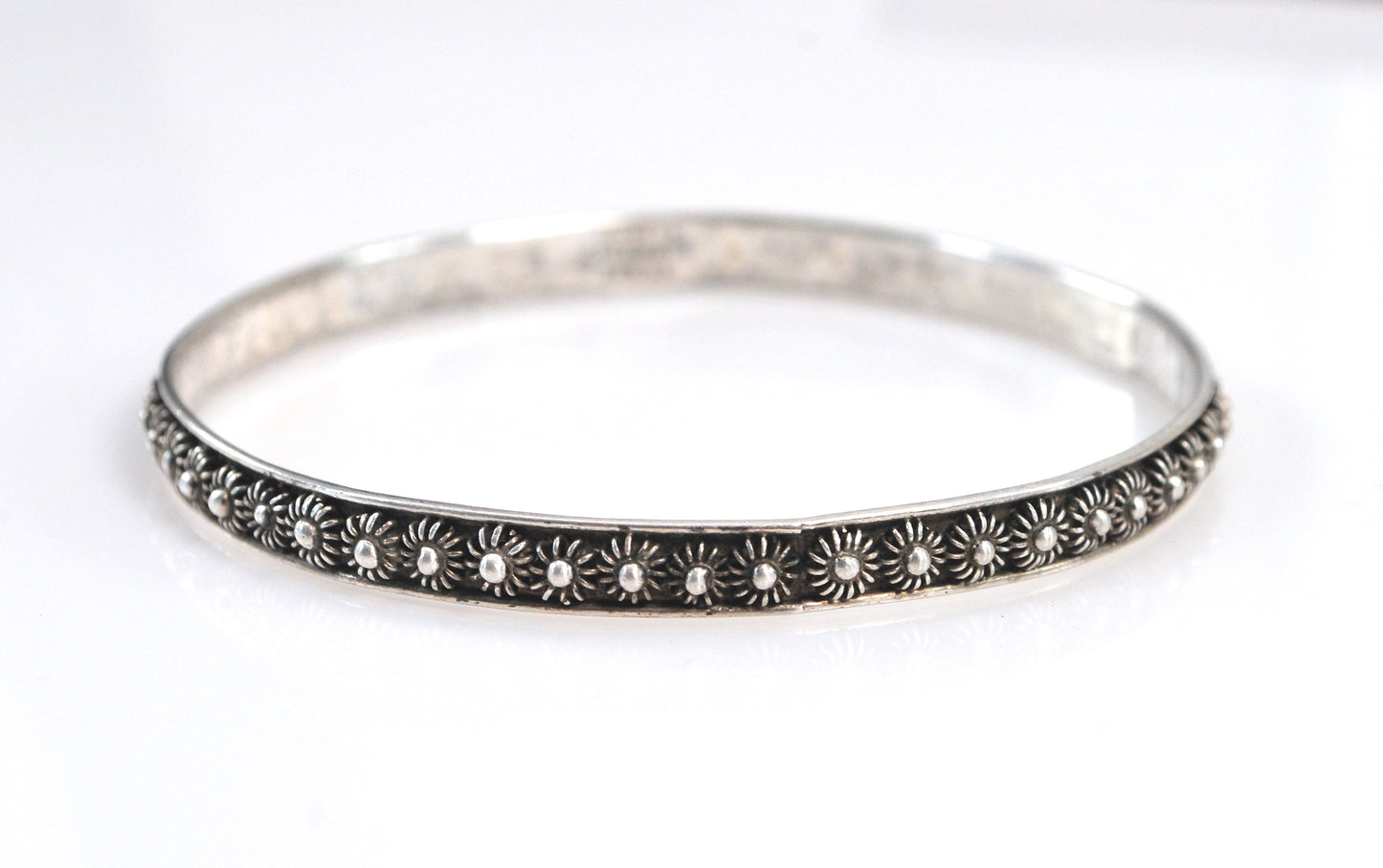 925 Mexico Sterling Cannetille Bangle Bracelet