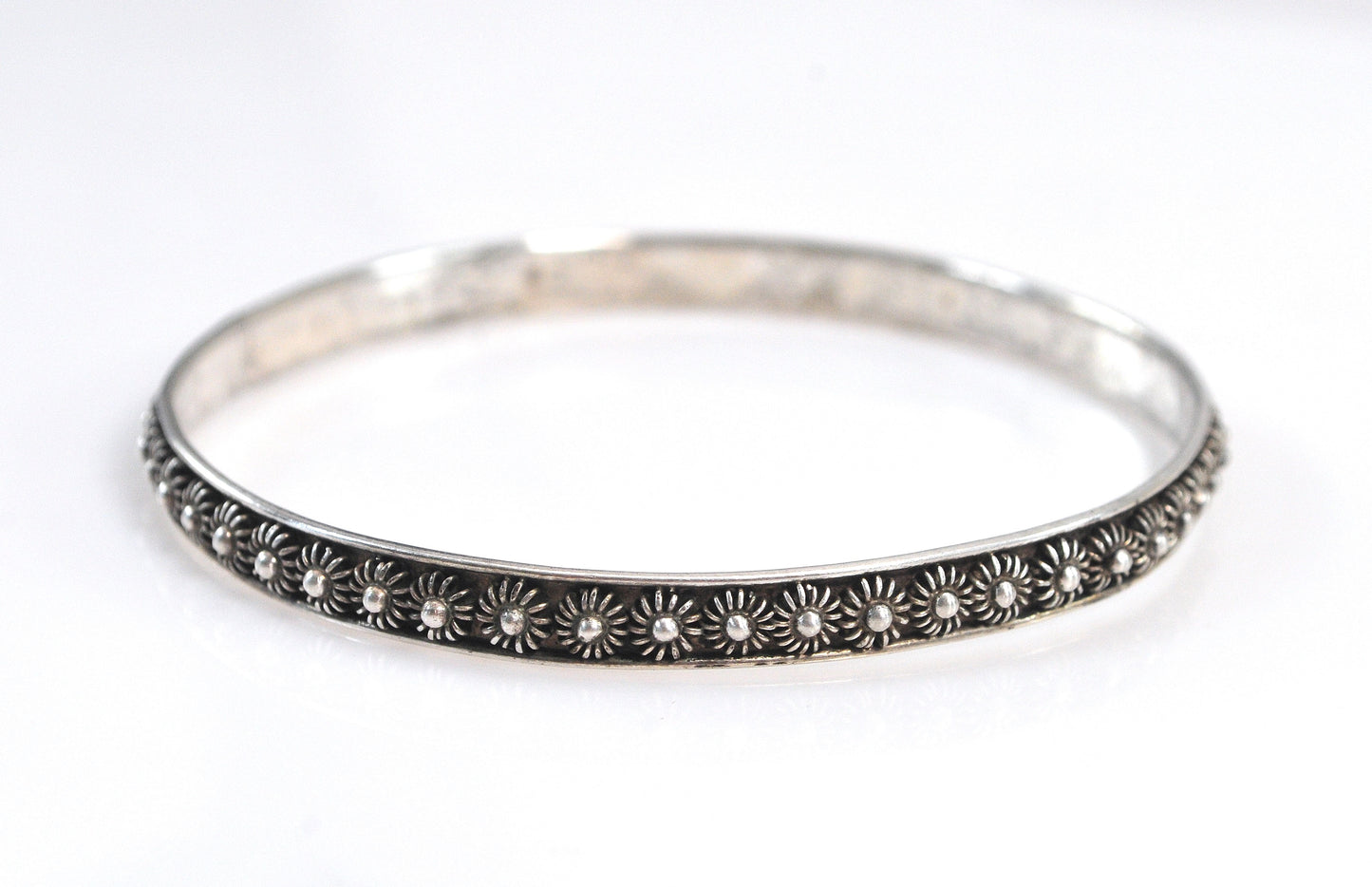 925 Mexico Sterling Cannetille Bangle Bracelet