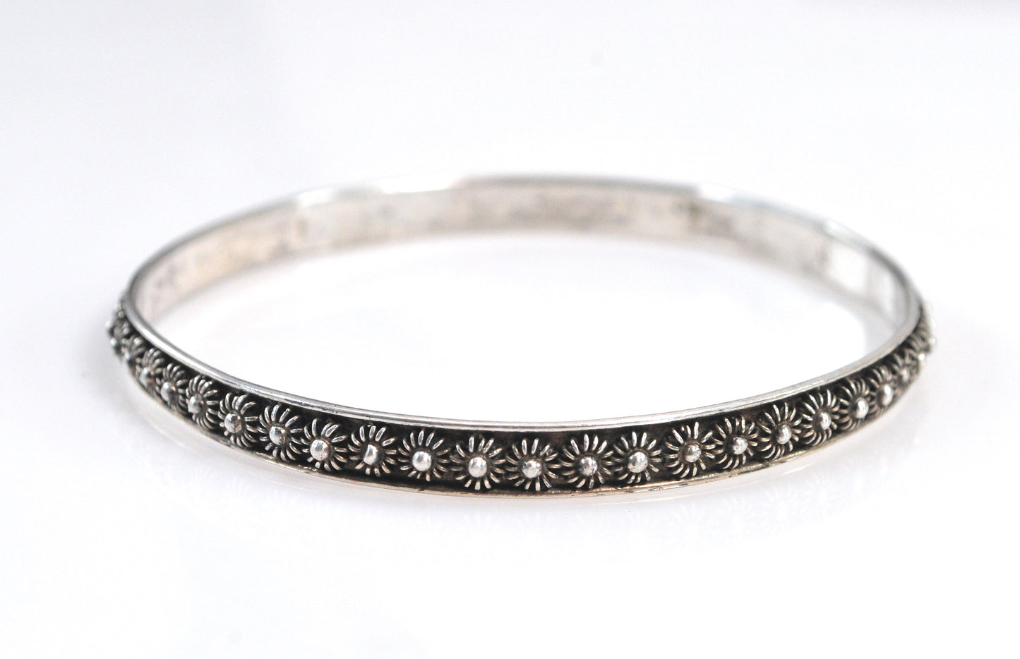 925 Mexico Sterling Cannetille Bangle Bracelet