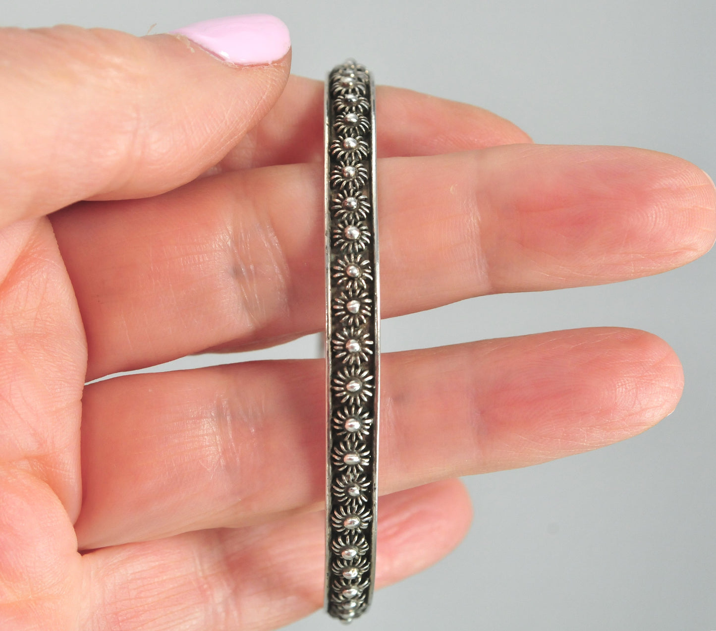 925 Mexico Sterling Cannetille Bangle Bracelet