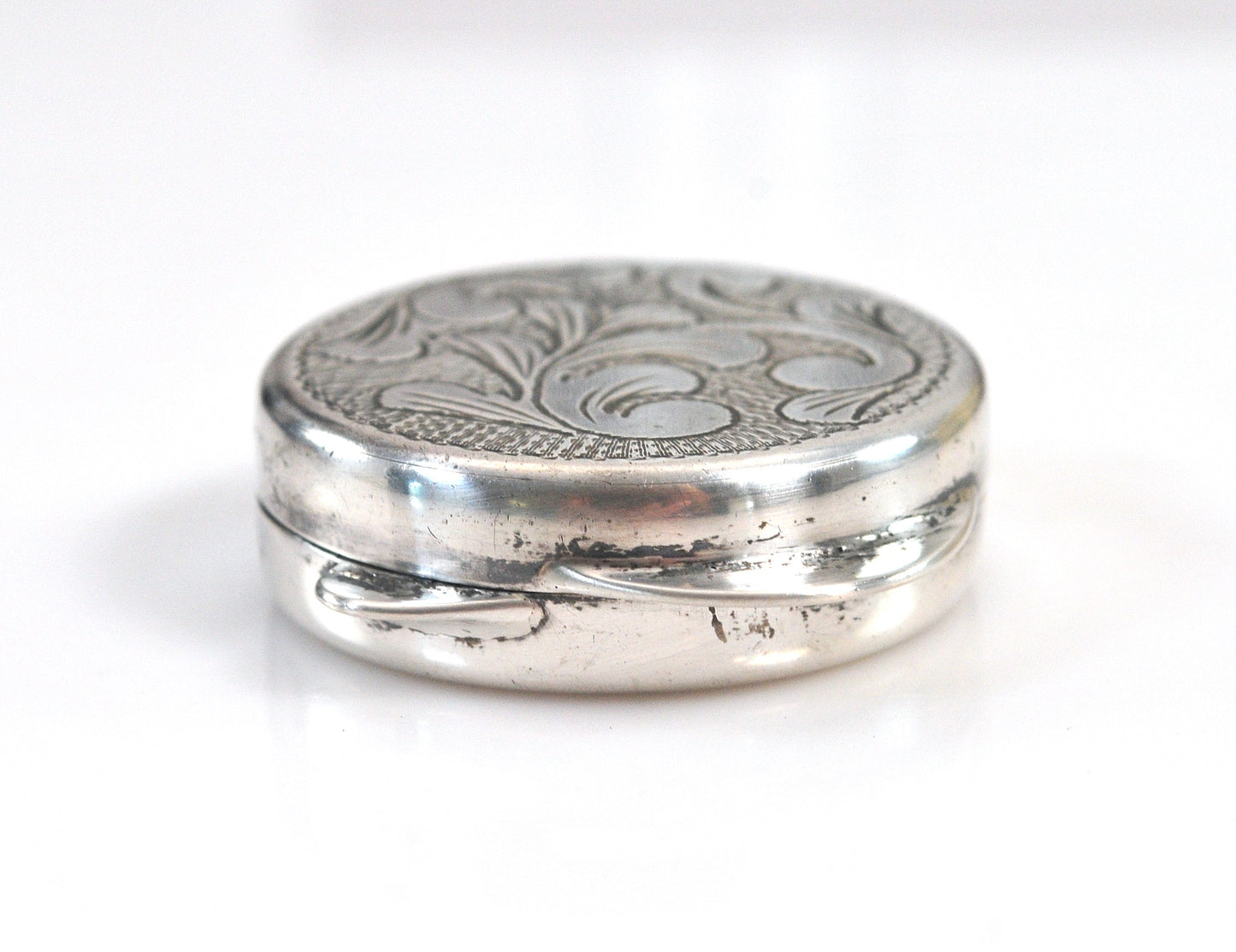 Vintage Sterling Silver Pill Box, Trinket Box