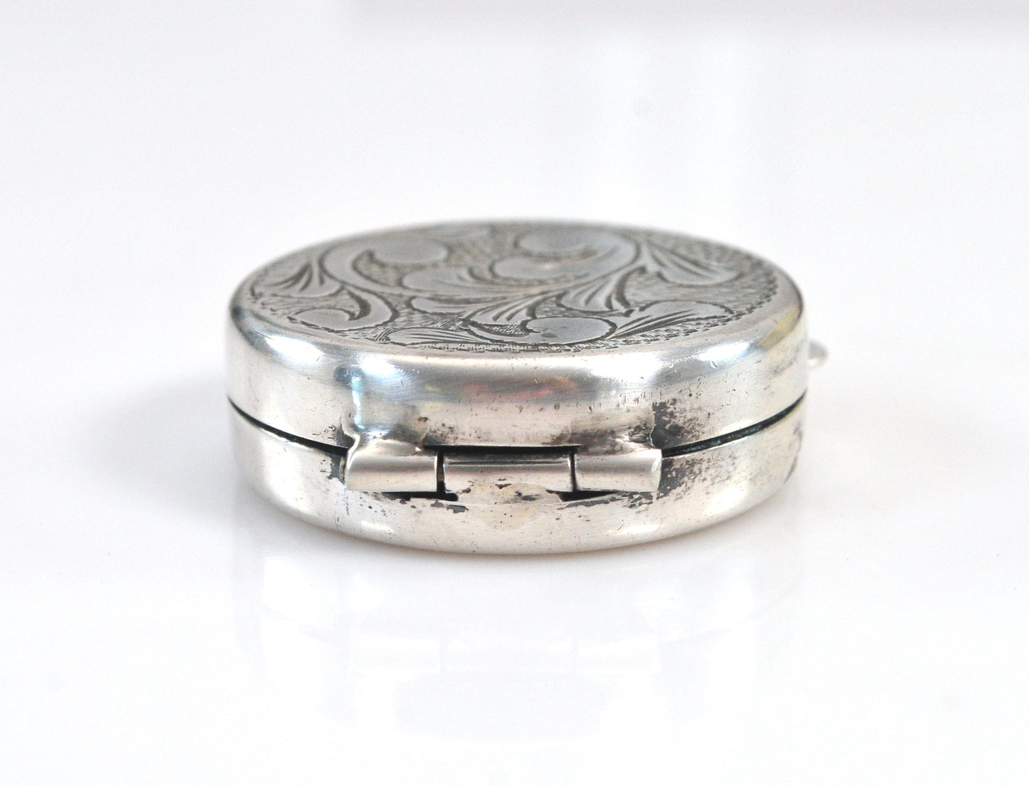 Vintage Sterling Silver Pill Box, Trinket Box