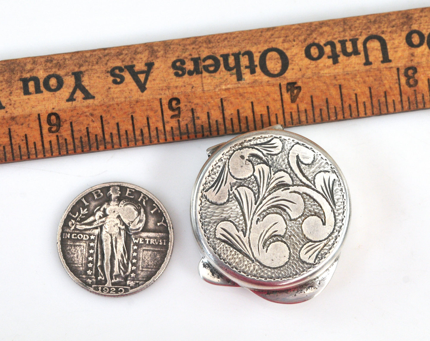 Vintage Sterling Silver Pill Box, Trinket Box