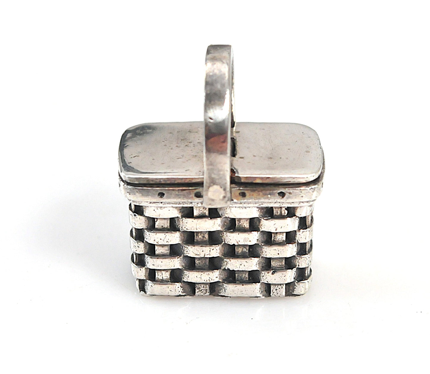 Signed Sterling Silver Picnic Basket Charm Pendant, 12 grams