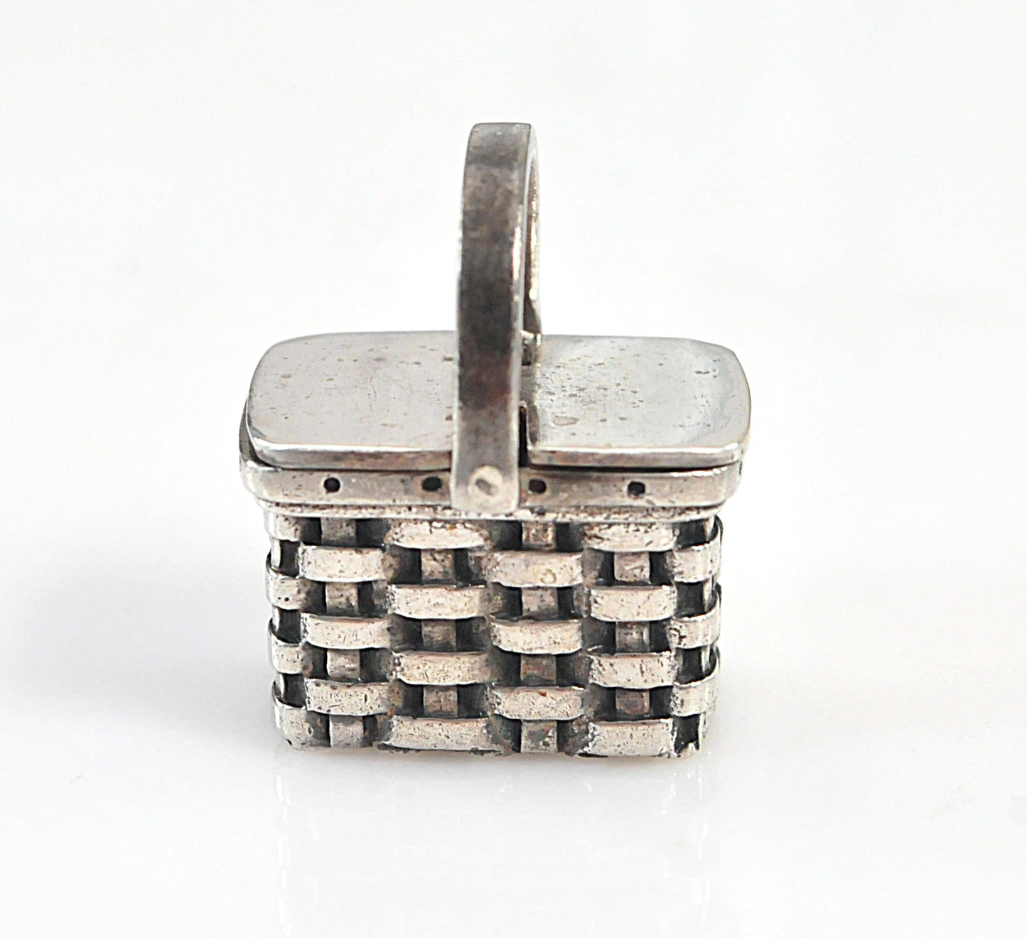 Signed Sterling Silver Picnic Basket Charm Pendant, 12 grams