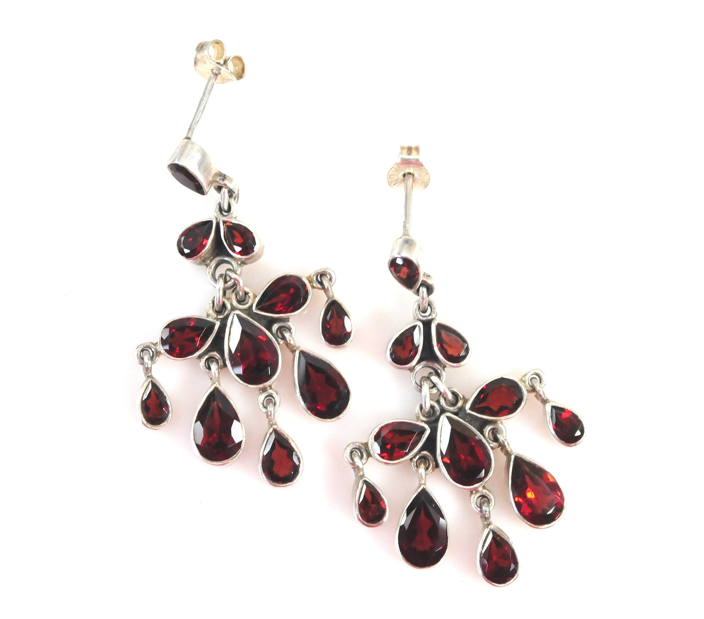 Doug Paulus Sterling Silver Garnet Chandelier Earrings