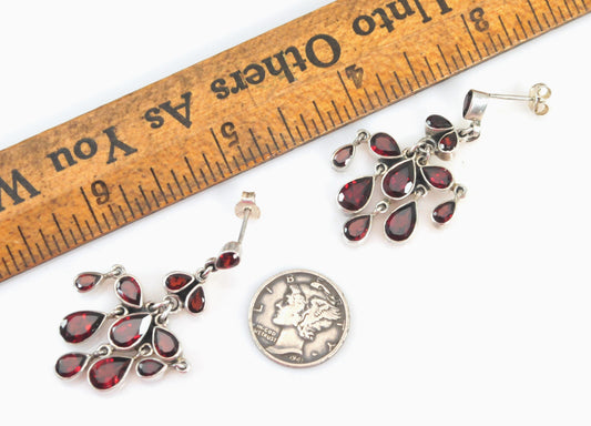 Doug Paulus Sterling Silver Garnet Chandelier Earrings