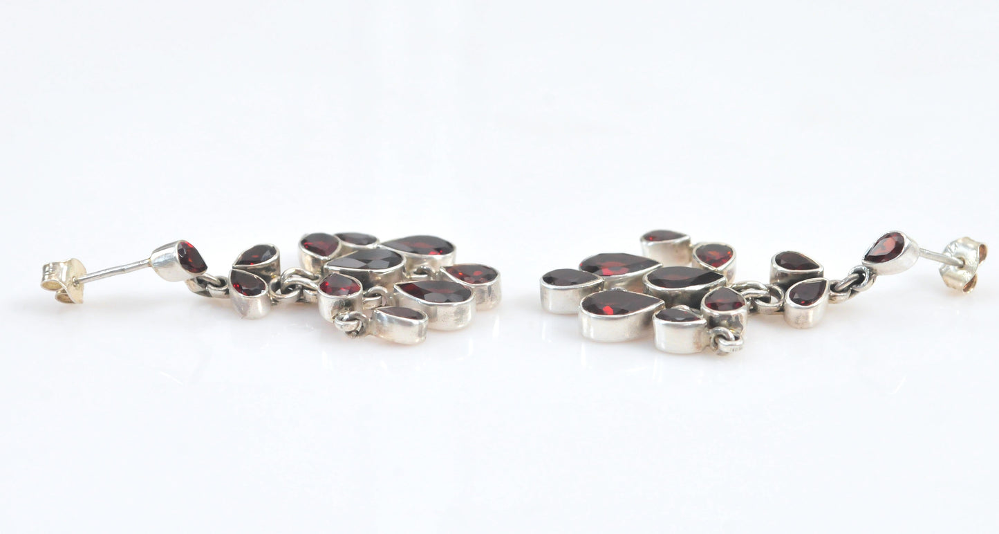 Doug Paulus Sterling Silver Garnet Chandelier Earrings