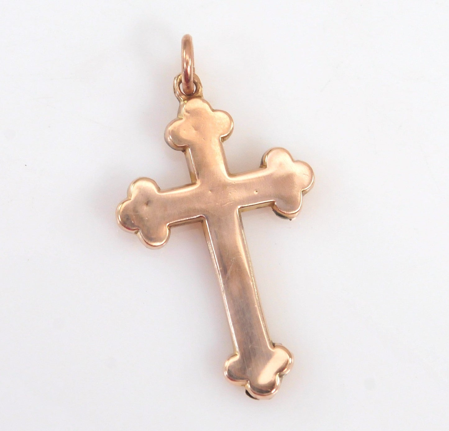 Antique 9K Rose Gold Budded Cross Pendant