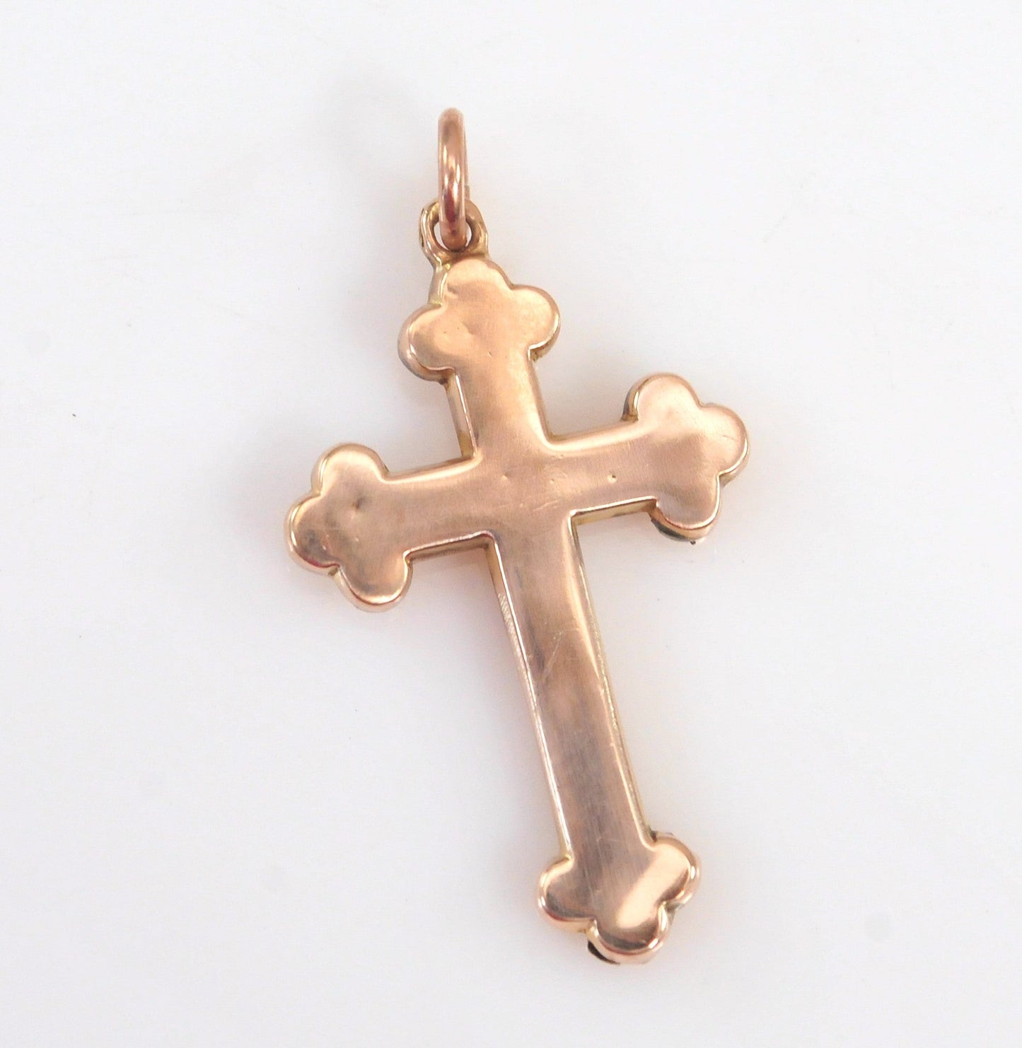 Antique 9K Rose Gold Budded Cross Pendant