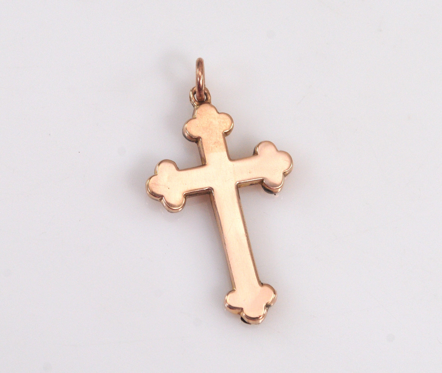 Antique 9K Rose Gold Budded Cross Pendant