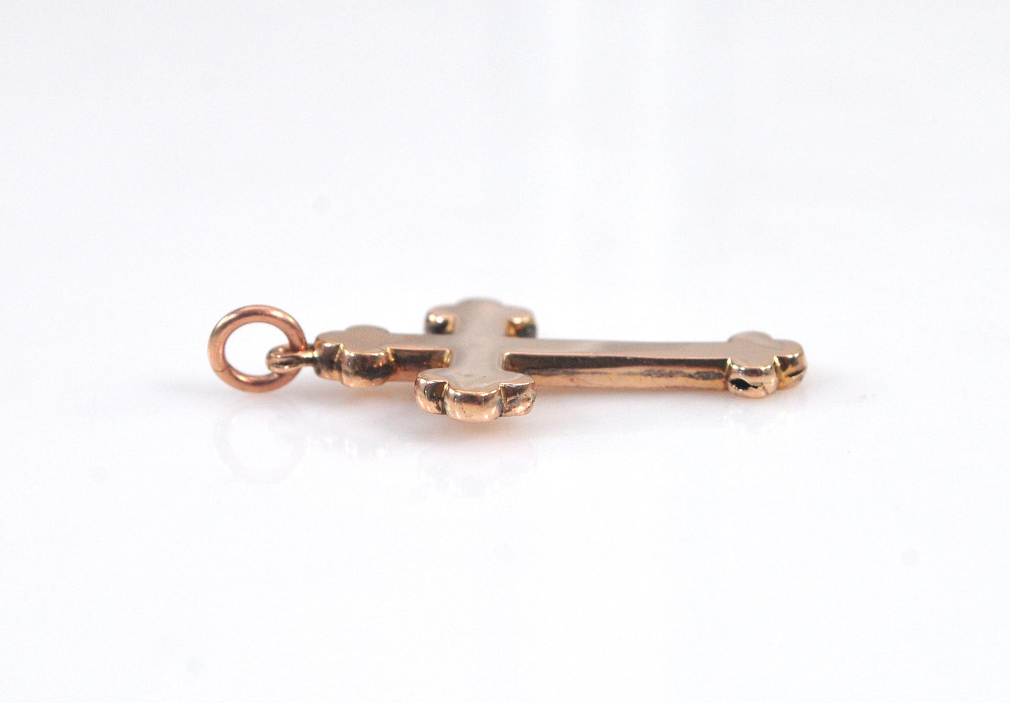 Antique 9K Rose Gold Budded Cross Pendant